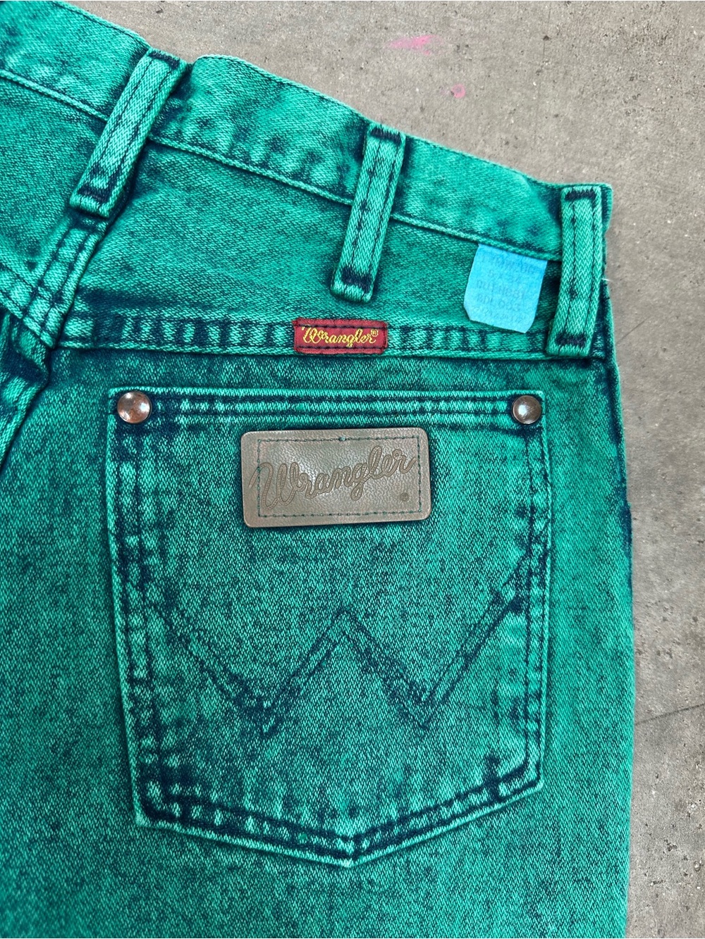 Wrangler Teal Green High-Waist Denim Cutoff Shorts - Picture 2 of 6